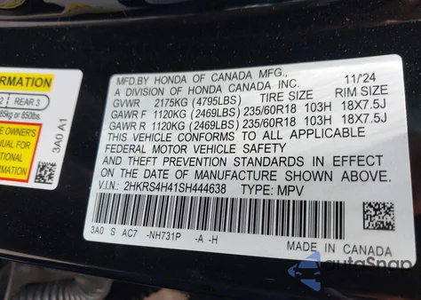 2025 Honda Cr-V Ex Awd z USA, uszkodzony, nr VIN 2HKRS4H41SH444638